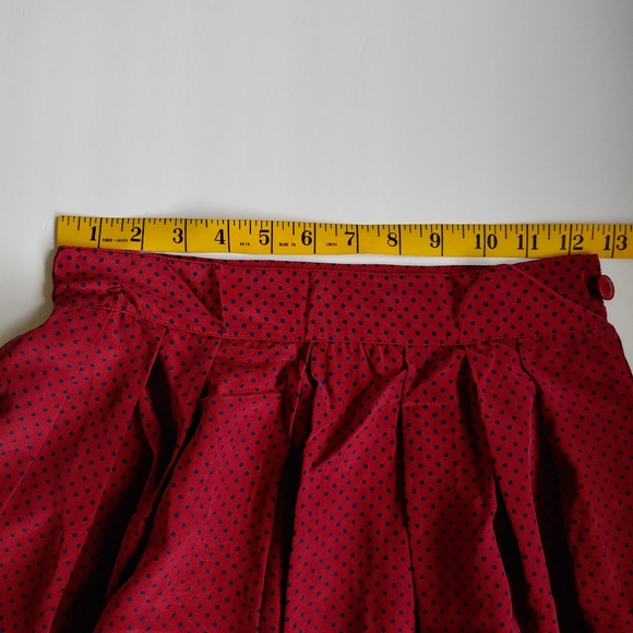 Alfred Sung Sport Silk Pleated Skirt Red Polka Dot Vintage Size 6 - Picture 15 of 15